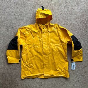 Cabelas Jacket Mens 2XL NWT Alaskan Guide Parka PVC Yellow Button Close